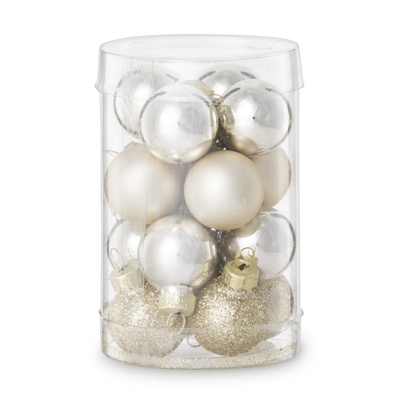 Box met kerstballen - goudkleurig - ø2.5 cm- set van 16